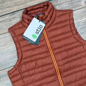 Stio Womens Pinion Down Vest 800 Fill Coyote Trail Brown Orange Size Small NWT
